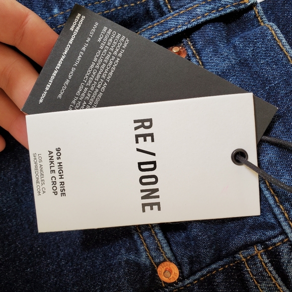 Re/Done 90's High Rise Ankle Crop In Dark Rinse Size 24 NWT - Picture 8 of 9